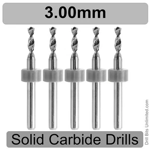 3.00mm .118" Solid Carbide Drill Bit Five Pieces - with 1/8" Shanks R/S - Picture 1 of 3