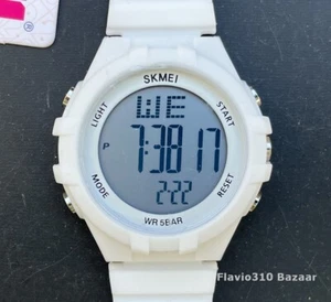 New SKMEI 1715 Alarm Chronograph White Digital 50M Water Resist 43mm Watch - Picture 1 of 8