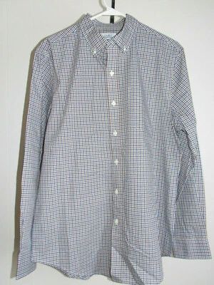 Camisa Para Hombre Croft & Barrow Marrón Azul Blanco Cuadros Fácil Cuidado Abotonada Mediana Foto 1 de 3