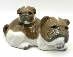 Statuina vintage BULLDOG e PUP in porcellana Dalia - Messico - Foto 1 di 9