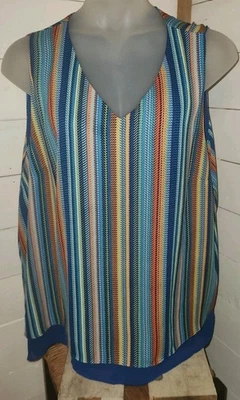 Cato  Sleeveless Layered Tank Women's Plus 26/28W Blouse Striped Multicolor - Image 1 of 4