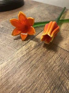 Murano Style Hand Blown Glass Flowers - Picture 1 of 8