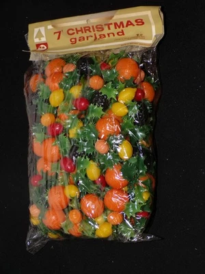 Vintage Christmas Plastic Fruit Garland Decoration 7 Foot New Old Stock [sa467] - Image 1 of 2