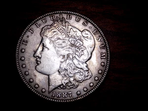 MORGAN SILBER DOLLAR 1887 FROSTY UNC AUS ALTEM ALBUM SCHÖNER TON - Bild 1 von 4