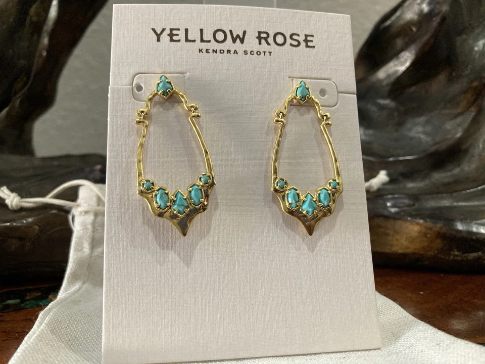 Pendientes Kendra Scott Amarillo Rosa Montana Turquesa Vintage Magnesita Oro Nuevos con Etiquetas Foto 1 de 3