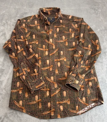 Woolrich Cotton Flannel Shirt Mens Med.  Canoe Print  Button Down Free Shipping - Image 1 of 4