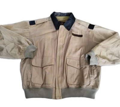 Chaqueta de bombardero de vuelo vintage tipo cabina A-2 USAF USAAF talla L Ejército Fuerza Aérea Foto 1 de 4