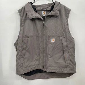 Carhartt Mens Vest Full Zip Mock Neck Sleeveless Jacket Workwear Gray 3XL - Picture 1 of 14
