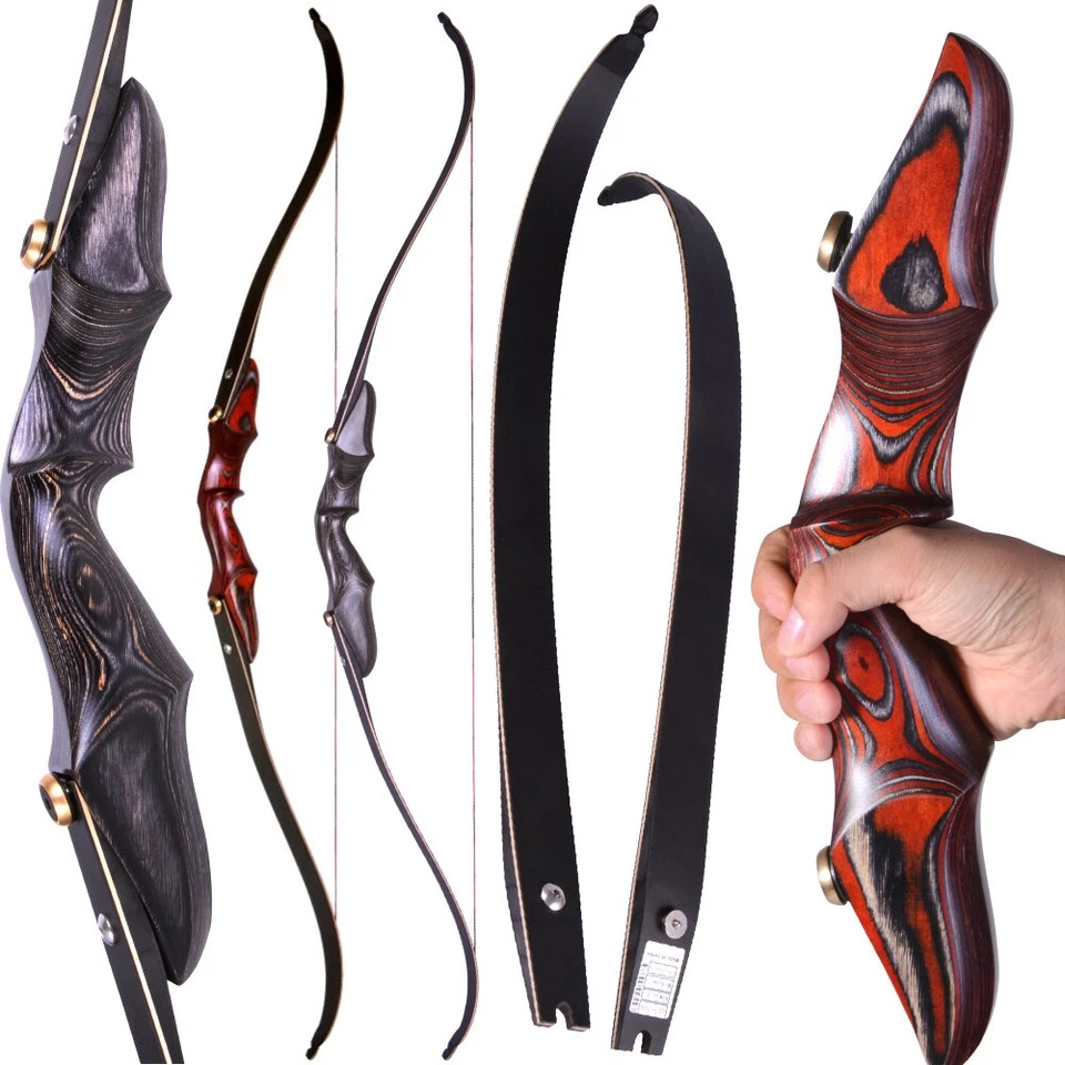 58'' Recurve Bow Set Takedown 20-50lbs Wooden Bow Limbs Archery Hunting Target - Image 1 of 4