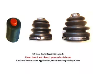 CV Axle Boots Repair Kit with 2 Boots 4 Clamps 1 Grease Tube for Civic Integra - Bild 1 von 2