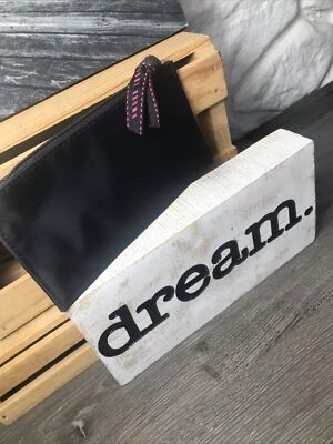 BOBBI BROWN Negro Nylon Logo Cremallera Forrado Maquillaje Joyería Delgado Estuche Bolso Usado en Excelente Condición Foto 1 de 4