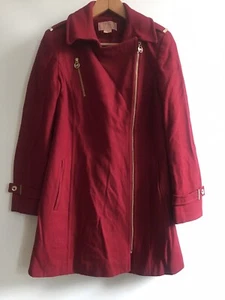 Michael Kors Red Long Collared Winter Jacket Long Sleeve Zippered Cotton Jacket - Picture 1 of 5