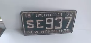 New Hampshire 1972 License Plate SE 937 NH 72 Barn Find - Picture 1 of 7