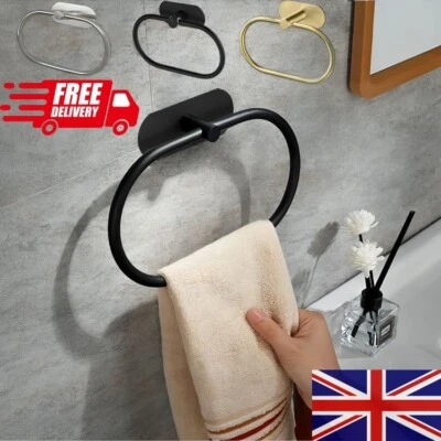 Bathroom Towel Ring Rack Holder Stainless Steel Wall Mounted Self-Adhesive