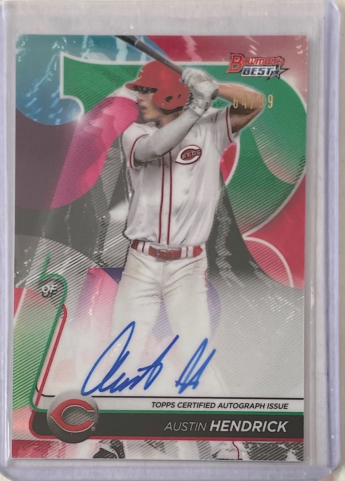 AUSTIN HENDRICK 2020 BOWMAN'S BEST OF 2020 ON CARD AUTO GREEN REFRACTOR #D 64/99 - Image 1 of 1