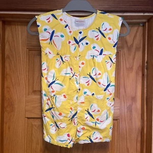Hanna Andersson Girl's Yellow Romper Butterfly Pattern Size 5/110 Shorts - Picture 1 of 4