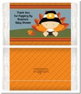 Little Turkey Boy - Personalized Baby Shower Popcorn Wrappers -Set of 12 - Picture 1 of 4