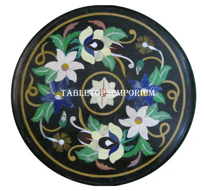 12" Console Table With Marble Top Best Gifts Marquetry Inlay Outdoor Décor - Image 1 of 4