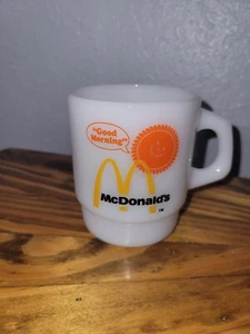 Vintage Anchor Hocking McDonald's Good Morning Milk Glass Coffee Mug - Fire King - Picture 1 of 4