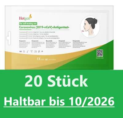 MARKENLOS 20 x Hotgen Schnelltest Corona Laientest Selbsttest Nasal Omikron 11/10/26