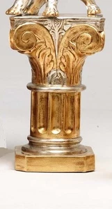 COLONNA IN CERAMICA DECORO FOGLIA ORO ARGENTO SCULTURA ARREDO CASA STATUA - Imagen 1 de 1