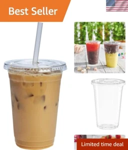 20 oz Clear PET Disposable Cups with Lids - 100 Count for Convenience and Style - Picture 1 of 10