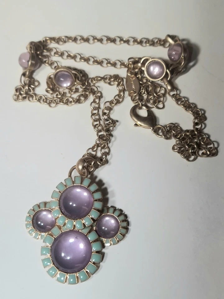 Collar Colgante Colwater Creek Moda 34" Lavanda y Flores Verdes Tono Dorado  Foto 1 de 1
