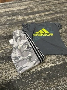 Gray N White Camo Adidas Jogger outfit boys Size 8 - Picture 1 of 1