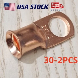 2-20pcs Heavy Duty Battery Lugs 2AWG 1/2" Ring Terminals Wire Crimp Connector US - Picture 1 of 8