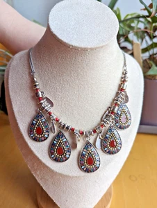 Lovely silver tone enamel red and blue Marks & Spencer - Picture 1 of 4