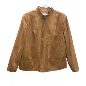 ALLISON DALEY Women's Tan Suede Jacket Zip Up Front Pocket Cowgirl Jacket - Picture 1 of 8
