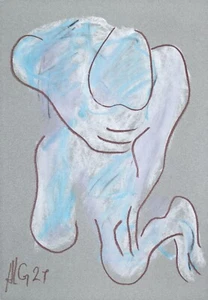 "Schmerz" pastel, chalk on paper signed by Prof. em. Andreas Loeschner-Gornau - Picture 1 of 1