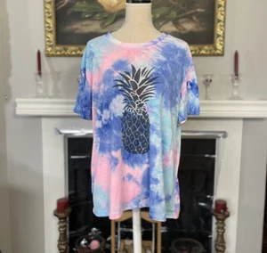 T-shirt ananas tinta unita senza marchio taglia 2XL - Foto 1 di 5