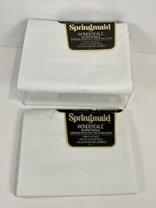 Vtg WHITE SPRINGMAID Wondercale TWIN Flat Sheet No Iron Percale SET OF 2 NEW - Picture 1 of 5