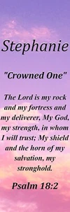Stephanie "Crowned One" Keepsake Name Meaning Bookmark with Verse and Tassel - Picture 1 of 2