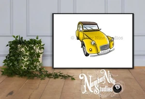 Citroen 2CV (James Bond Edition)  Artwork Illustration,limited,signed by artist. - Picture 1 of 7