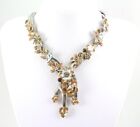 Golden Austrian Rhinestone Crystal Stunning Floral Necklace Earring Set A 481914