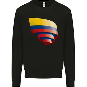 Curled Columbia Flag Columbian Day Football Kids Sweatshirt Jumper - Picture 1 of 12