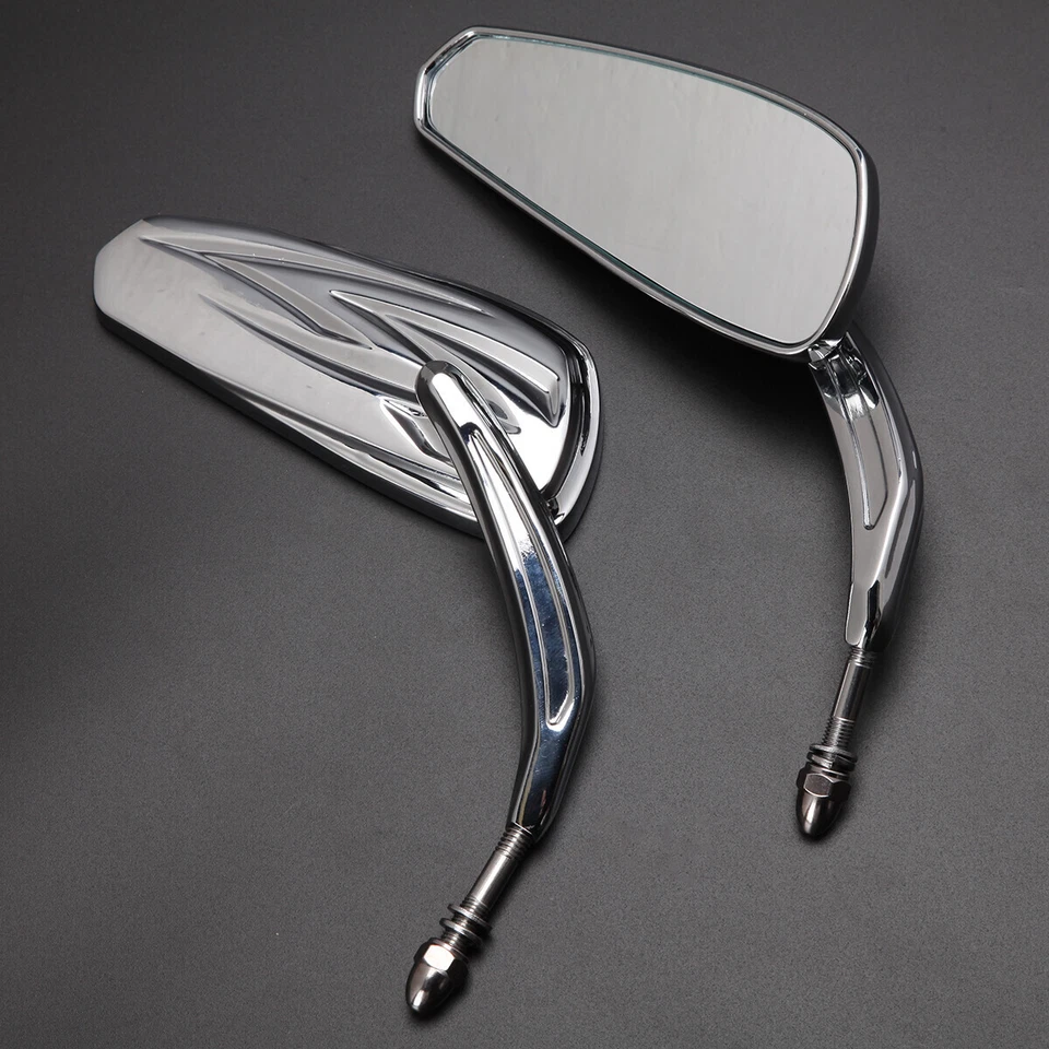 Chrome Tapered Tribal Mirrors For Harley Davidson Street Glide Road Glide V-Rod Foto 1 de 4