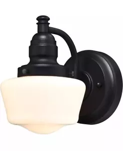 Eddystone One-Light Outdoor Wall Fixture, Textured Black Finish with Whi - - Picture 1 of 1