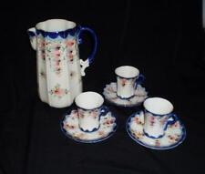 Antique Victorian Porcelain Cobalt Blue Chocolate Pot and Cup Set-1890's