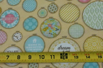 By 1/2 Yd, Colorful Embroider-Hoop-Print on Orange Flannel, David Textiles,B1622 - Image 1 of 4