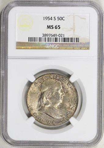 1954-S FRANKLIN HALF DOLLAR NGC MS65 Cover