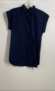 J. Crew Girls Blue Short Sleeve Round Hem Collared Popover Shirt Size 6T - Picture 1 of 6