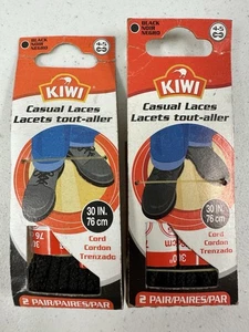 4x Lacci in Corda Kiwi 30” Nero Casual (2 Confezioni da 2 Paia Ciascuna) - Foto 1 di 2