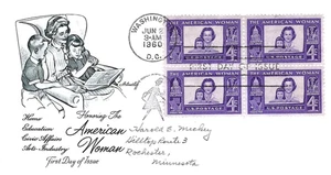 HONORING THE AMERICAN WOMAN  June 2 1960 STAMP BLOCK ARTCRAFT CACHET FDC - Picture 1 of 1