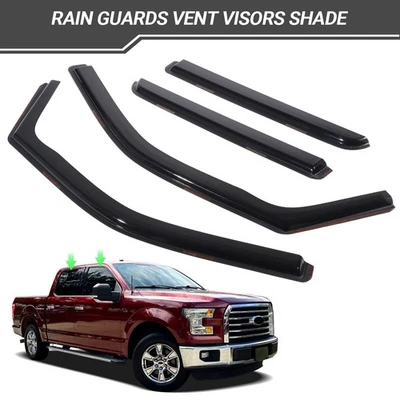 For Ford F-150 Super Crew Cab 2015-2020 Window Vent Visor In Channel Rain Guards - Imagem 1 de 4
