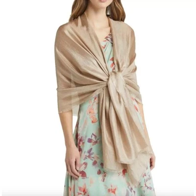 Envoltura de bufanda Nordstrom Tan Desert Shimmer talla única Foto 1 de 4