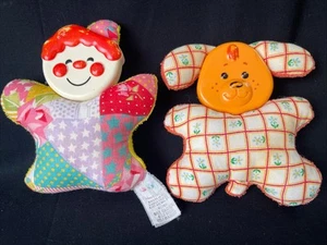 Fisher Price Vintage 1982 Soft Shakes Rattle Toy Lot Dog Clown - Picture 1 of 6