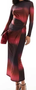 Daska High Neck Maxi Dress Dark Ombre Print Women's Size US 16 UK XL $156 Retail - Picture 1 of 11